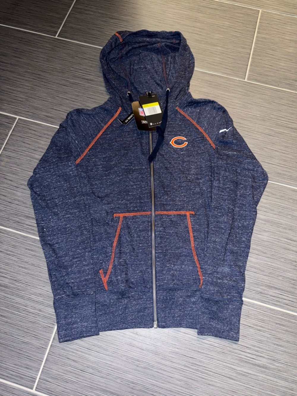 Nike Navy and Orange Women's Team Zip Hoodie
